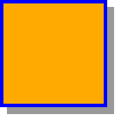 A square-cornered box with a light gray shadow the same shape
					          as the border box offset 10px to the right and 10px down
					          from directly underneath the box.